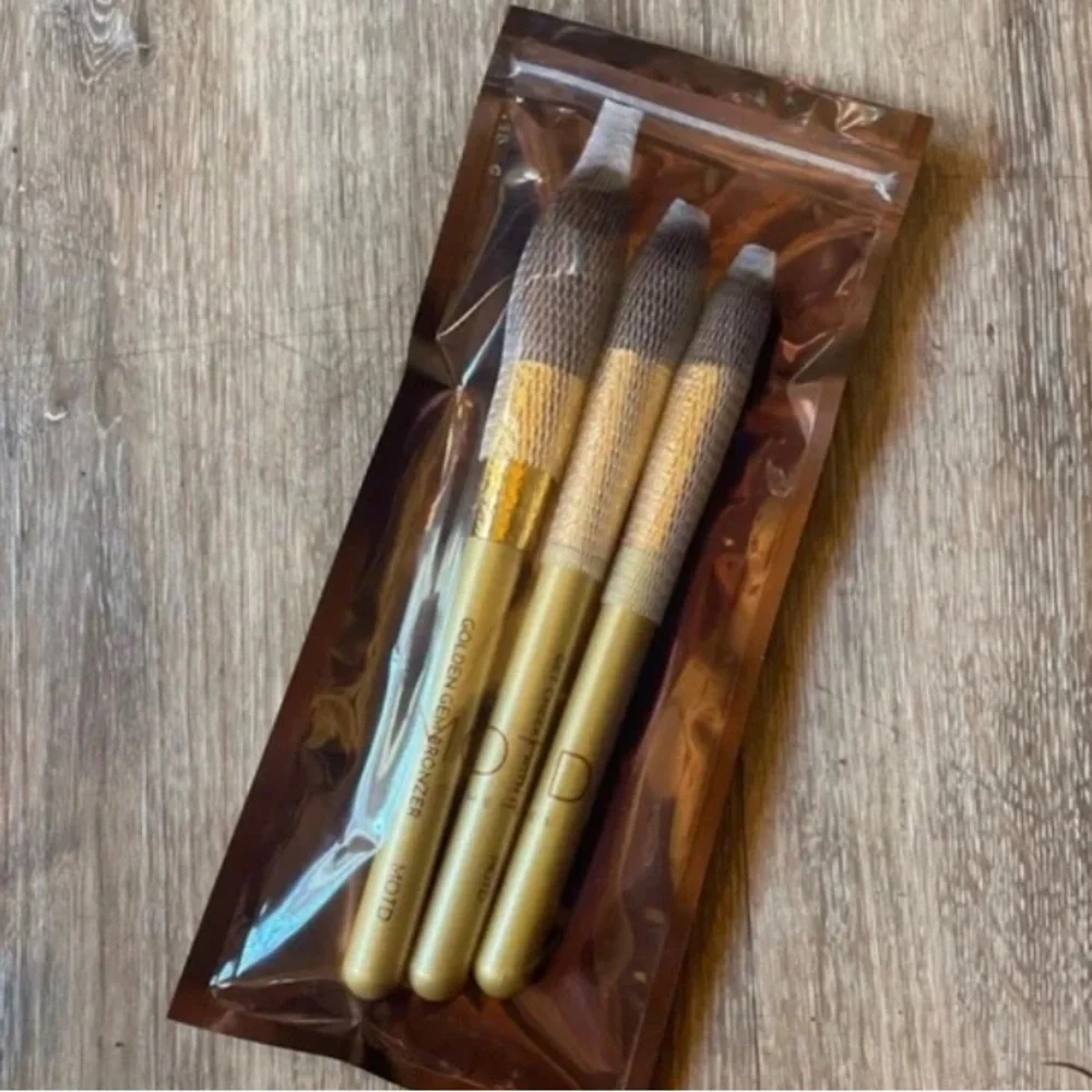 💎 MOTD Gold Goddess 3 Piece Makeup Brush Set New In Package
